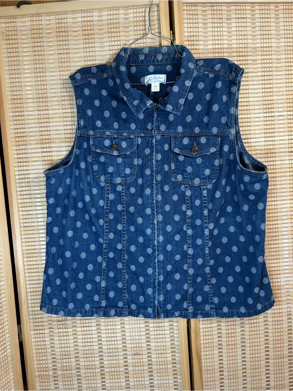 Blue Polka Dot Denim vest CJ Banks